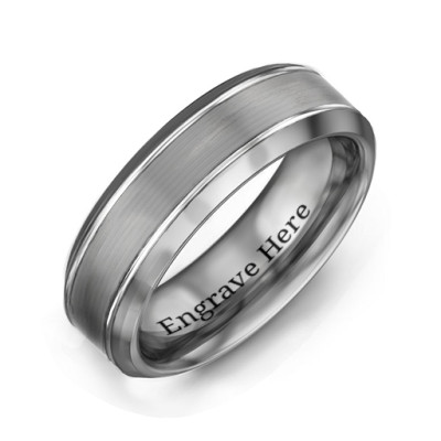 Men s Beveled Edge Brushed Centre Tungsten Ring - Custom Jewellery By All Uniqueness