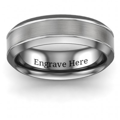 Men s Beveled Edge Brushed Centre Tungsten Ring - Custom Jewellery By All Uniqueness