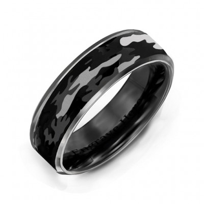 Men s Black Camouflage Tungsten Ring - Custom Jewellery By All Uniqueness