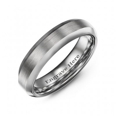 Men s Brushed Centre Polished Tungsten Ring - Custom Jewellery By All Uniqueness
