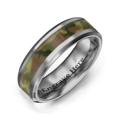 Men s Camouflage Tungsten Ring - Custom Jewellery By All Uniqueness