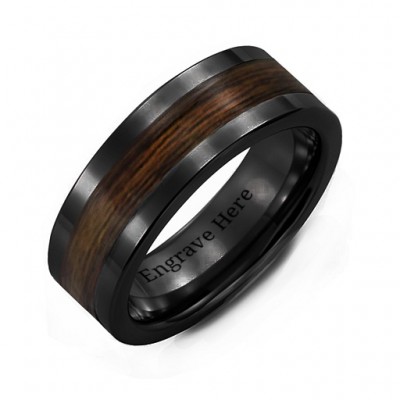 Men s Ceramic Ring With Wooden Inlay - Custom Jewellery By All Uniqueness
