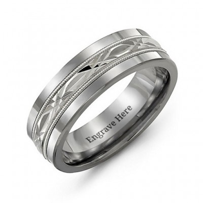 Men s Cut Out XO Centre Tungsten Band Ring - Custom Jewellery By All Uniqueness