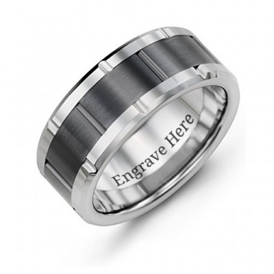 Men s Grooved Bicolour Tungsten Ring - Custom Jewellery By All Uniqueness