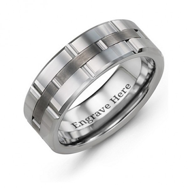 Men s Grooved Layers Tungsten Ring - Custom Jewellery By All Uniqueness