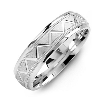 Men s Milgrain Ring with Zig-Zag Pattern - Custom Jewellery By All Uniqueness