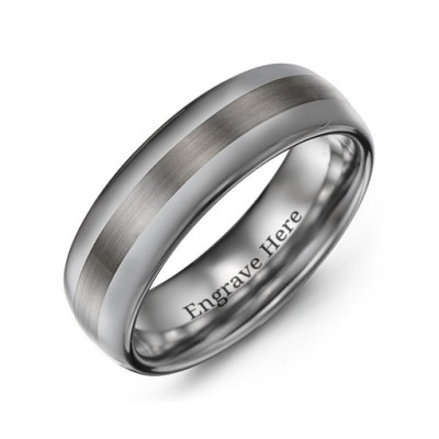Men s Polished Brushed Centre Tungsten Ring - Custom Jewellery By All Uniqueness