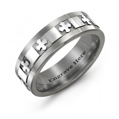 Men s Polished Crosses Tungsten Band Ring - Custom Jewellery By All Uniqueness