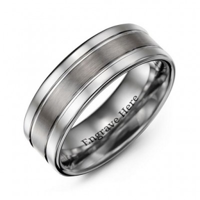Men s Polished Tungsten Brushed Centre Ring - Custom Jewellery By All Uniqueness