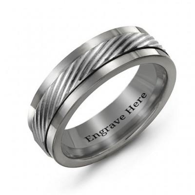 Men s Polished Tungsten Detailed Centre Band Ring - Custom Jewellery By All Uniqueness