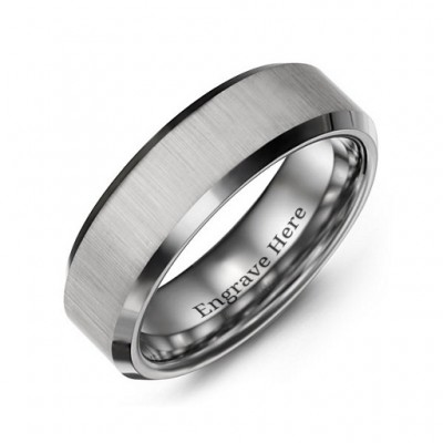 Men s Satin Finish Centre Polished Tungsten Ring - Custom Jewellery By All Uniqueness