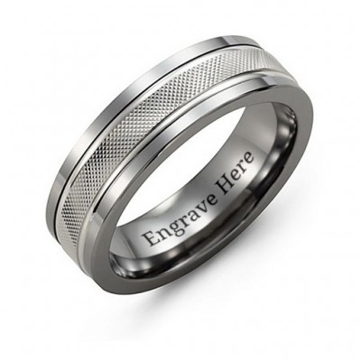Men s Textured Diamond-Cut Ring with Polished Edges - Custom Jewellery By All Uniqueness
