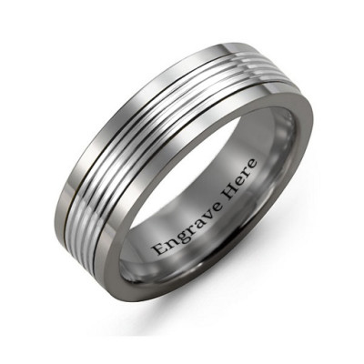 Men s Tungsten Inlay Band Ring - Custom Jewellery By All Uniqueness