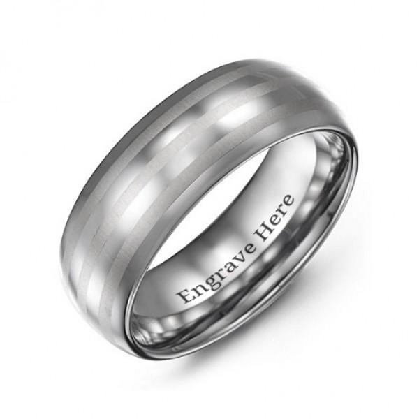 Men s Tungsten Polished Triple Stripe Satin Centre Ring - Custom Jewellery By All Uniqueness