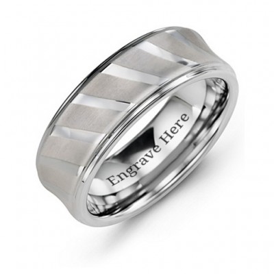 Men s Tungsten Ring with Diagonal Brushed Stripes - Custom Jewellery By All Uniqueness