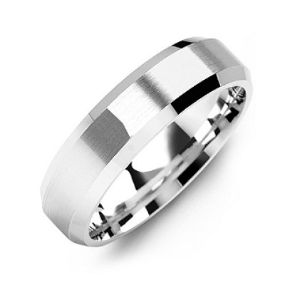Modern Brushed Men s Ring with Beveled Edges - Custom Jewellery By All Uniqueness