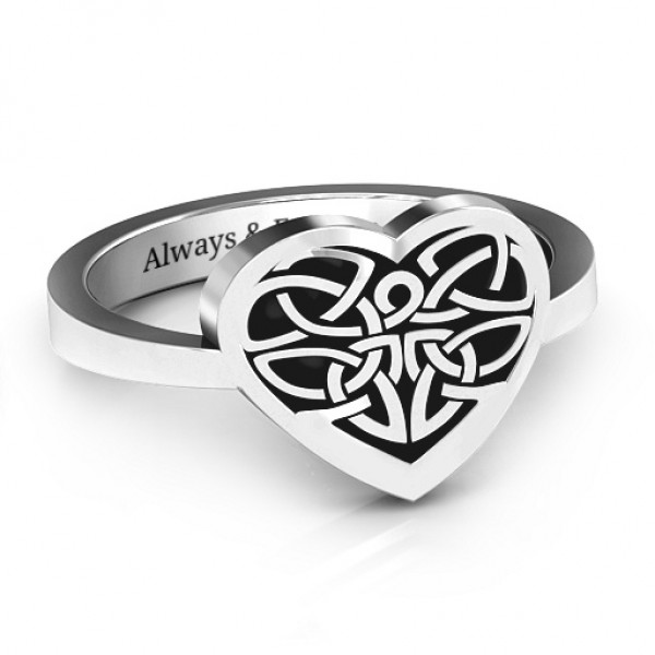 Oxidized Silver Celtic Heart Ring - Custom Jewellery By All Uniqueness