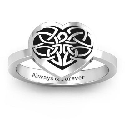 Oxidized Silver Celtic Heart Ring - Custom Jewellery By All Uniqueness