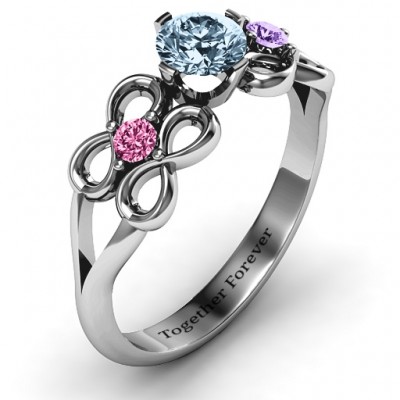 Quad Infinity Ring with Centre stone and Dual Accent Ring - Custom Jewellery By All Uniqueness