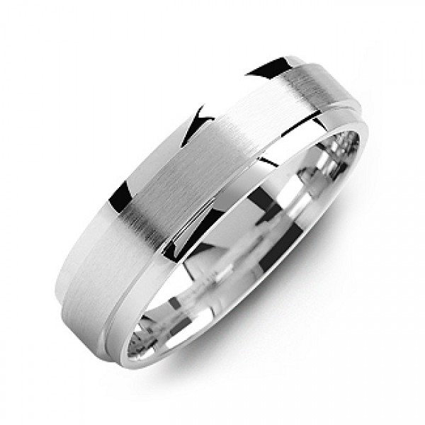 Raised Brush Centre Flat Polished Edges Men s Ring - Custom Jewellery By All Uniqueness
