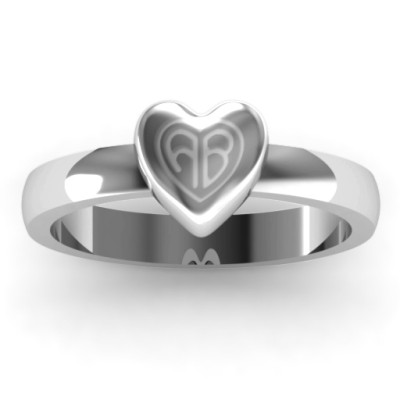 Small Engraved Monogram Heart Ring - Custom Jewellery By All Uniqueness