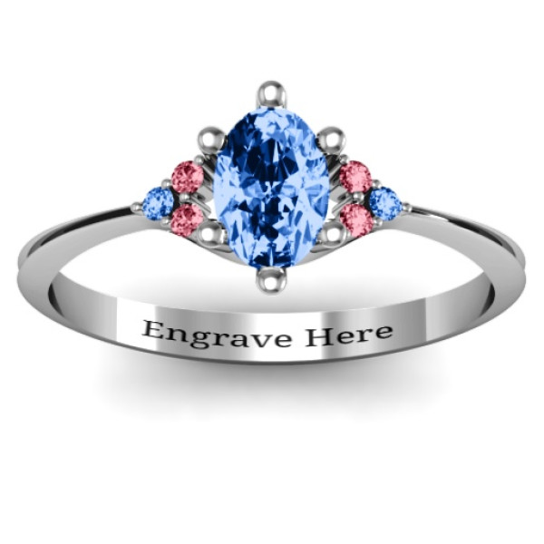 Solitaire Oval with Triple Accents Ring - Custom Jewellery By All Uniqueness