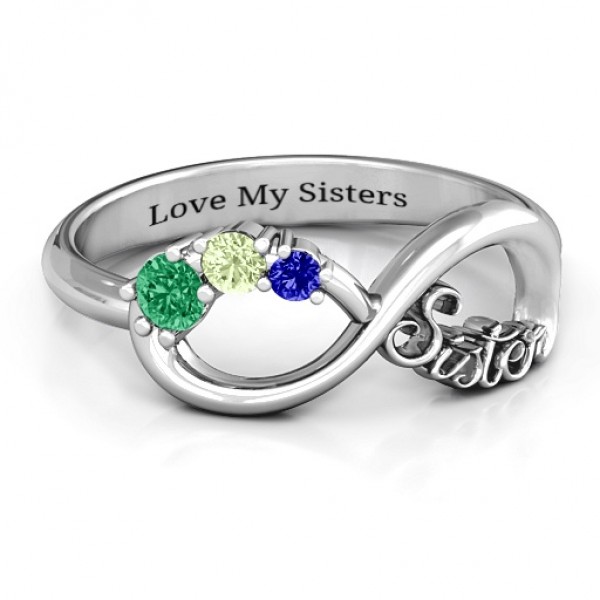 Silver 2-4 Stone Sisters Infinity Ring - Custom Jewellery By All Uniqueness