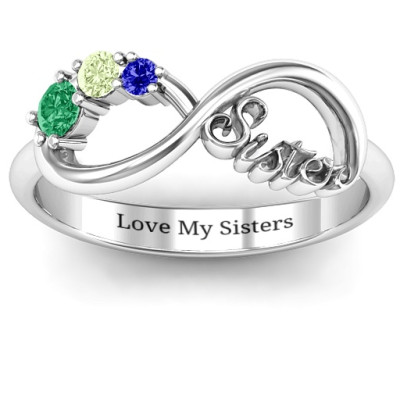 Silver 2-4 Stone Sisters Infinity Ring - Custom Jewellery By All Uniqueness