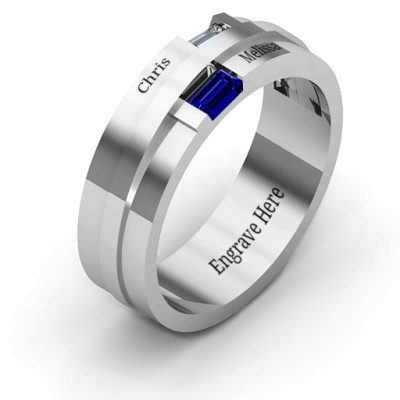 Silver Baguette Men s Ring - Custom Jewellery By All Uniqueness