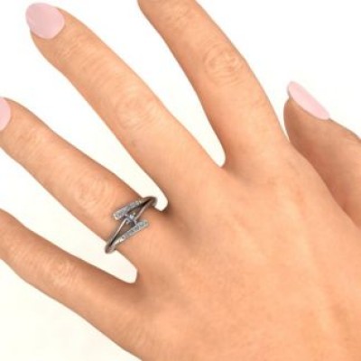 Silver Double Bypass Channel Set Accent Ring - Custom Jewellery By All Uniqueness
