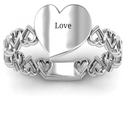 Silver Engravable Cut Out Hearts Ring - Custom Jewellery By All Uniqueness