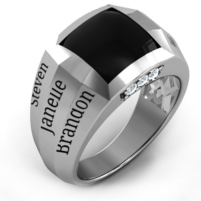 Silver Engravable Statement 6-Stone Men s Ring - Custom Jewellery By All Uniqueness