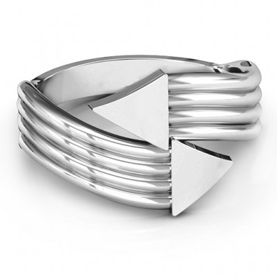 Silver Geometric Arrows and Triangles Bypass Ring - Custom Jewellery By All Uniqueness