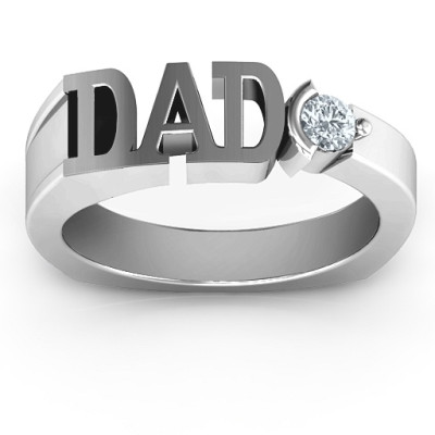 Silver Greatest Dad Birthstone Men s Ring with Peridot (Simulated) Stone - Custom Jewellery By All Uniqueness