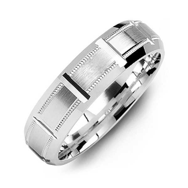 Silver Horizontal-Cut Men s Ring with Beveled Edge - Custom Jewellery By All Uniqueness