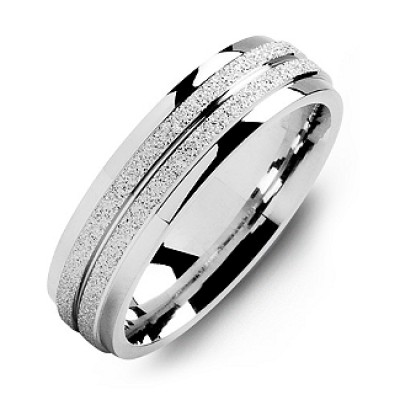 Silver Laser-Finish Men s Ring with Polished Edges - Custom Jewellery By All Uniqueness