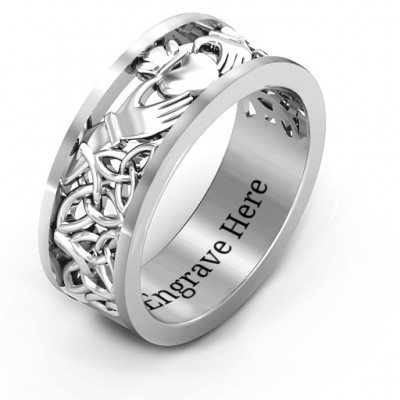 Silver Men s Celtic Claddagh Band Ring - Custom Jewellery By All Uniqueness