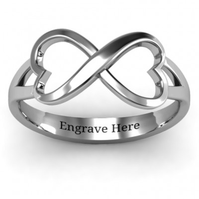 Silver Simple Double Heart Infinity Ring - Custom Jewellery By All Uniqueness