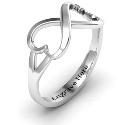 Silver Simple Double Heart Infinity Ring - Custom Jewellery By All Uniqueness