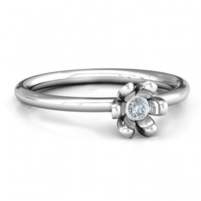 Silver Stone in Magnolia Ring - Custom Jewellery By All Uniqueness