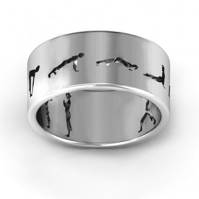 Silver Sun Salutation Pose Ring - Custom Jewellery By All Uniqueness