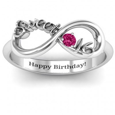 Silver Sweet 16 with Birthstone Infinity Ring - Custom Jewellery By All Uniqueness