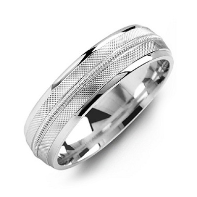 Textured Men s Ring with Centre Milgrain Detail - Custom Jewellery By All Uniqueness