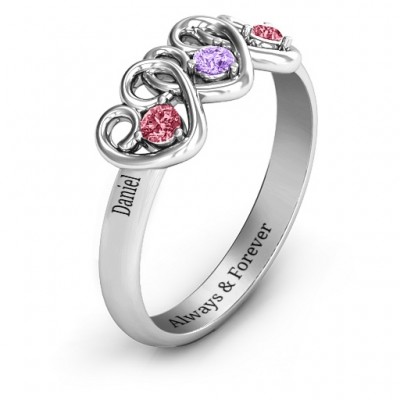 Three s Company Triple Heart Gemstone Ring - Custom Jewellery By All Uniqueness