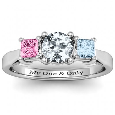 Three Stone Eternity with Princess Accents Ring - Custom Jewellery By All Uniqueness