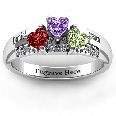 Tripartite Heart Gemstone Ring with Accents - Custom Jewellery By All Uniqueness