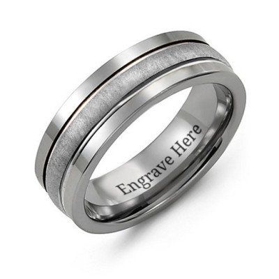 Tungsten Men s Brushed Centre Tungsten Band Ring - Custom Jewellery By All Uniqueness