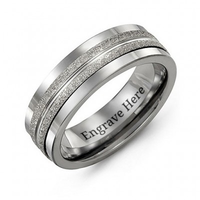 Tungsten Men s Double Row Brushed Tungsten Band Ring - Custom Jewellery By All Uniqueness
