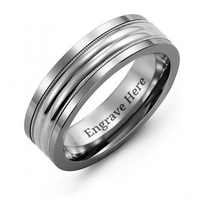 Tungsten Men s Double Row Inlay Tungsten Band Ring - Custom Jewellery By All Uniqueness