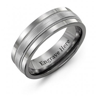 Tungsten Men s Grooved Centre Tungsten Band Ring - Custom Jewellery By All Uniqueness